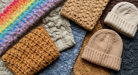 A textured background featuring a knitted brown product, showcasing cozy and earthy tones in a warm, inviting design