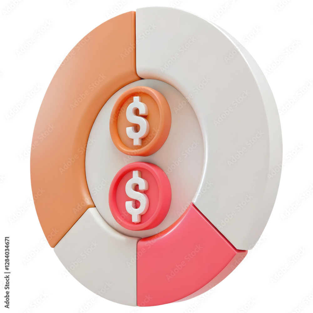 Aufkleber a circular object with segmented colors featuring two dollar signs prominently displayed.