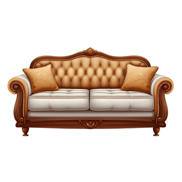 recommend clip art: Elegant Tufted Sofa with Ornate Details