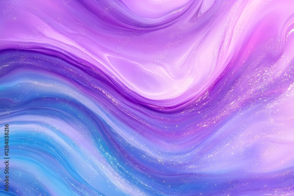 Poster Flowing Fluid Marble Effect with Acrylic Ink Gradient and Sparkling Metallic Highlights Abstract Background