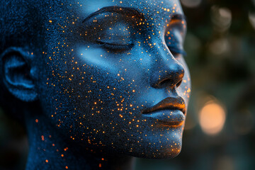 close-up of a human eye with futuristic digital elements overlaying it. The scene has a cyberpunk aesthetic, featuring glowing blue and red data streams, symbolizing AI and technology.