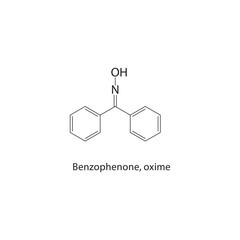 Benzophenone, oxime skeletal structure.Oxime compound schematic illustration. Simple diagram, chemical formula.