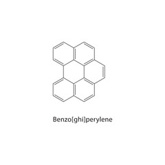 Benzo[ghi]perylene skeletal structure.Polycyclic Aromatic Hydrocarbon compound schematic illustration. Simple diagram, chemical formula.