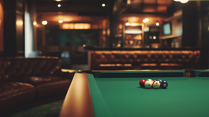 billiard table with balls