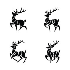 abstract black deer silhouette with artistic modern design on white background