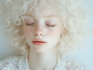 Fototapeta premium Soft portrait of a young woman with curly hair