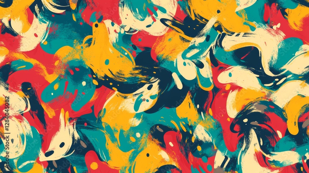 Aufkleber color splashes paint a vibrant backdrop in this eye-catching pattern, creating a unique and artistic