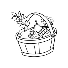 Coloring page fruits basket line art illustration vector design