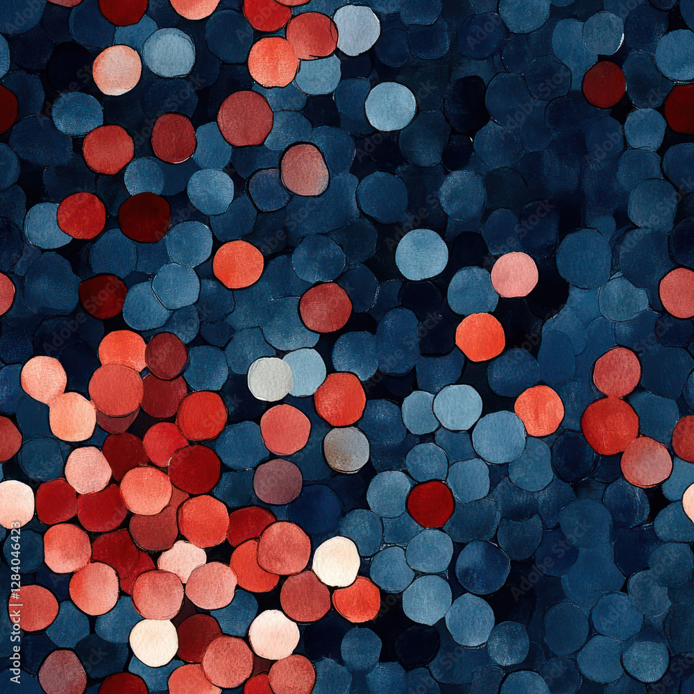 Poster abstract pattern of circles in reds and blues. background circles. graphic design