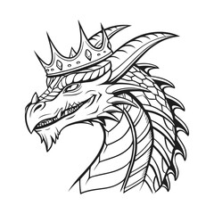 Dragon king coloring pages sketches line art silhouette design
