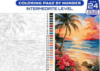 DIY Color by Number – Tropical Coastal Landscape