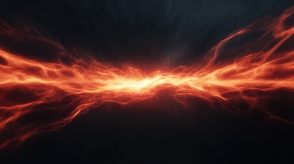 Bright orange lightning arcs dramatically across a shadowy background, illustrating the intensity of a stormy night. The energy and motion convey a sense of excitement and power