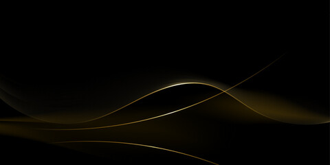 Abstract gold luxury background. Vector illustration element with gold light glow effect, texture, black gradient color. Modern graphic design, decoration for banner template or technology background © nongkran_ch