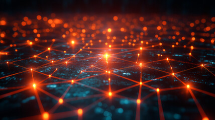 Fototapeta premium Intricate neon lines forming patterns in dark digital landscape