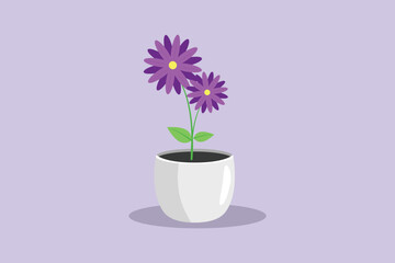 Potted plants  concept. Colored flat vector illustration isolated.	