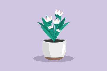 Potted plants  concept. Colored flat vector illustration isolated.	