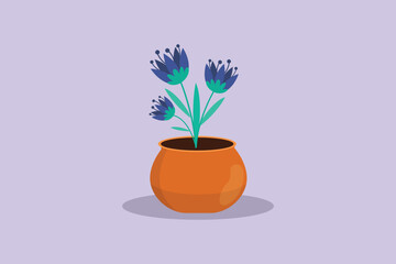 Potted plants  concept. Colored flat vector illustration isolated.	