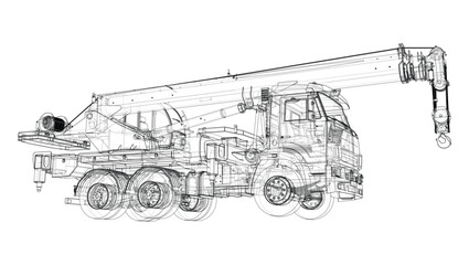 Car crane. Vector rendering of 3d