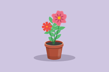 Potted plants  concept. Colored flat vector illustration isolated.	