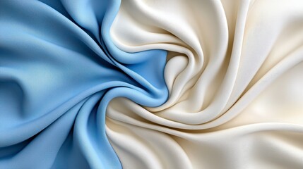 Obraz premium Smooth Blue and Cream Fabric Draped in Beautiful Waves and Folds