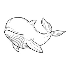 Obraz premium Playful Whale Swimming – Adorable Hand-Drawn Sea Creature