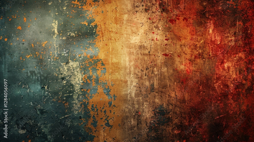 Poster abstract colorful textured background with vibrant hues and brush stroke patterns for creative desig