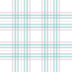 Seamless pastel tartan pattern with light pink and turquoise stripes on a white background. Perfect for fabric design, digital backgrounds, wedding invitations, and scrapbooking.