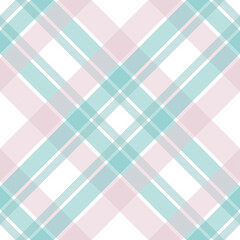 Seamless pastel tartan pattern with light pink and turquoise stripes on a white background. Perfect for fabric design, digital backgrounds, wedding invitations, and scrapbooking.
