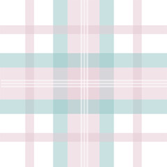 Seamless pastel tartan pattern with light pink and turquoise stripes on a white background. Perfect for fabric design, digital backgrounds, wedding invitations, and scrapbooking.