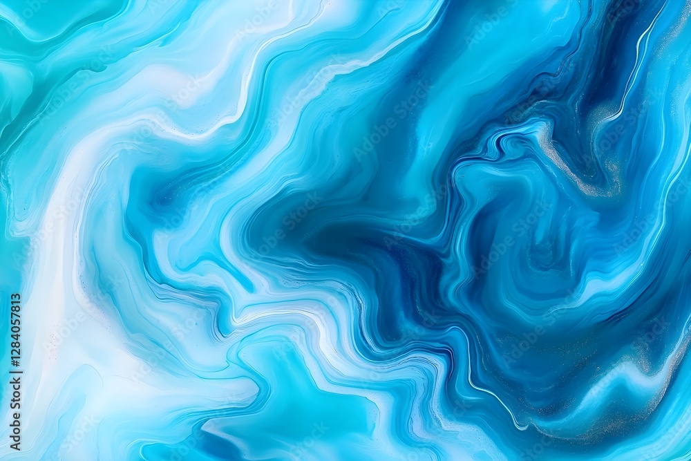 Aufkleber serene fluid marble effect with calming ocean-inspired gradient abstract background for advertising 
