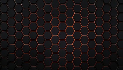 futuristic hexagonal grid with glowing red elements, dark geometric background with 3d depth effect, perfect for tech designs