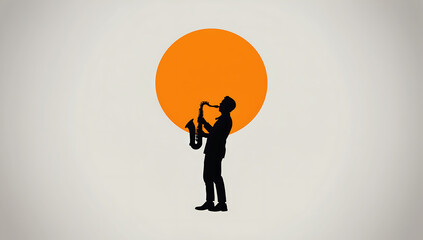 Obraz premium Saxophone Player Silhouette
