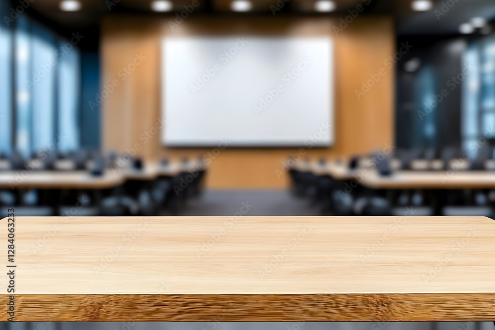 Poster empty conference room table with blurred background perfect for product display