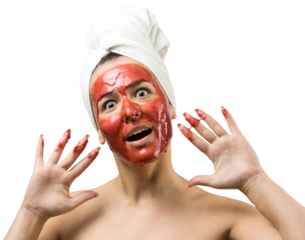 Beauty portrait of woman in white towel on head with gold nourishing mask on face. Skincare cleansing eco organic cosmetic spa relax concept.