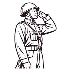 Army salute soldier memorial day line art vector silhouette
