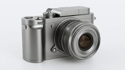 Mirrorless Camera Isolated on White Background - Professional Photography Equipment