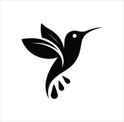 Obraz premium abstract black hummingbird silhouette with artistic modern design on white background