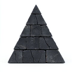 Stacked black blocks forming a pyramid shape.