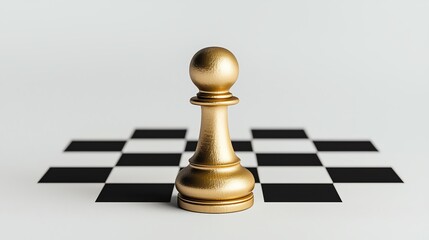 Golden chess pawn on a checkerboard.