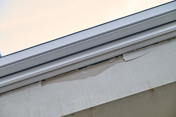 Obraz premium Repair and fixing etaps of water damage on roof windows in Attic