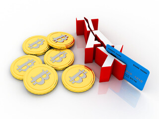 3d rendering bitcoin sign currency in gold coin
