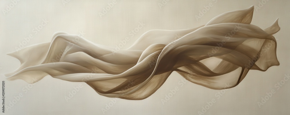 Poster elegant flowing fabric on neutral background with subtle light and shadow play