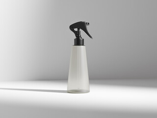 Translucent trigger spray bottle mockup, clear PET plastic sprayer packaging, liquid atomizer Tapered bottle mockup, cosmetic conical bottle with sprayer pump, cone-shaped liquid container mockup