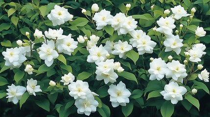 Lush White Flowers Blooming in a Summer Garden AI Generated