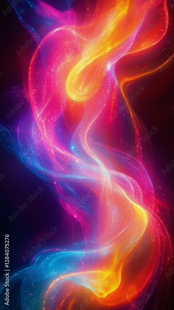 Poster vibrant swirling colors create a mesmerizing visual experience in a dark backdrop