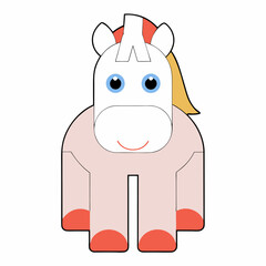 Cute Cartoon Pony Illustration: Pink, White.