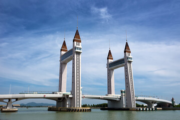 The iconic Kuala Terengganu Drawbridge, Malaysia - The iconic drawbridge of Terengganu located across the river of Terengganu in Malaysia. It is considered as one of the iconic bridge in Terengganu.