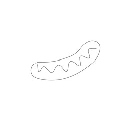Grilled sausage continuous line. Continuous one line drawing sausage. Grill sausage concept. single line drawing
