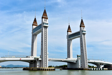 The iconic Kuala Terengganu Drawbridge, Malaysia - The iconic drawbridge of Terengganu located across the river of Terengganu in Malaysia. It is considered as one of the iconic bridge in Terengganu.