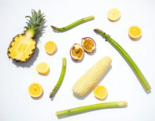 Vibrant Summer Fruits and Vegetables: A Sunlit Still Life